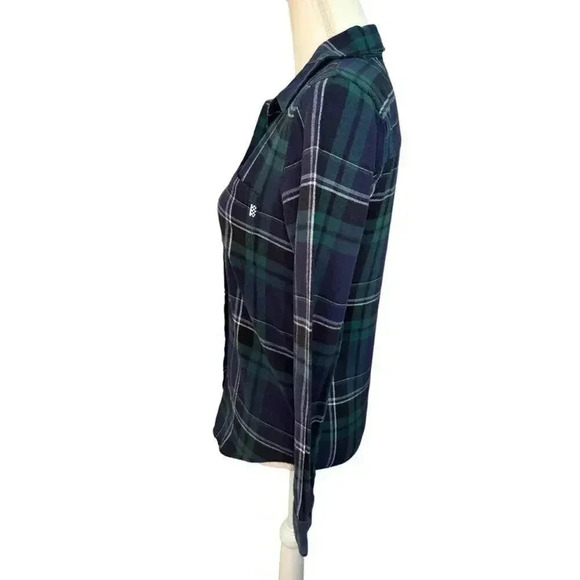 Vans Women’s XS Blue &‎ Green Button Front Meridian Flannel Shirt - Picture 3 of 6